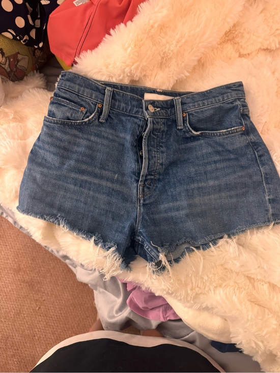 MOTHER Pants - MOTHER Raw Hem Medium Blue Denim Shorts